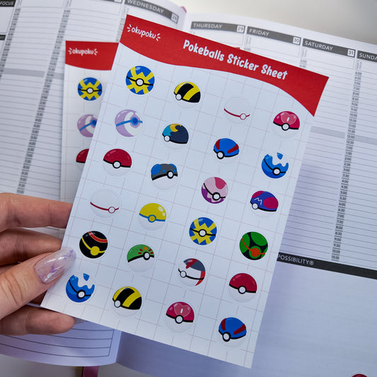 Pokeballs Planner Sticker Sheet