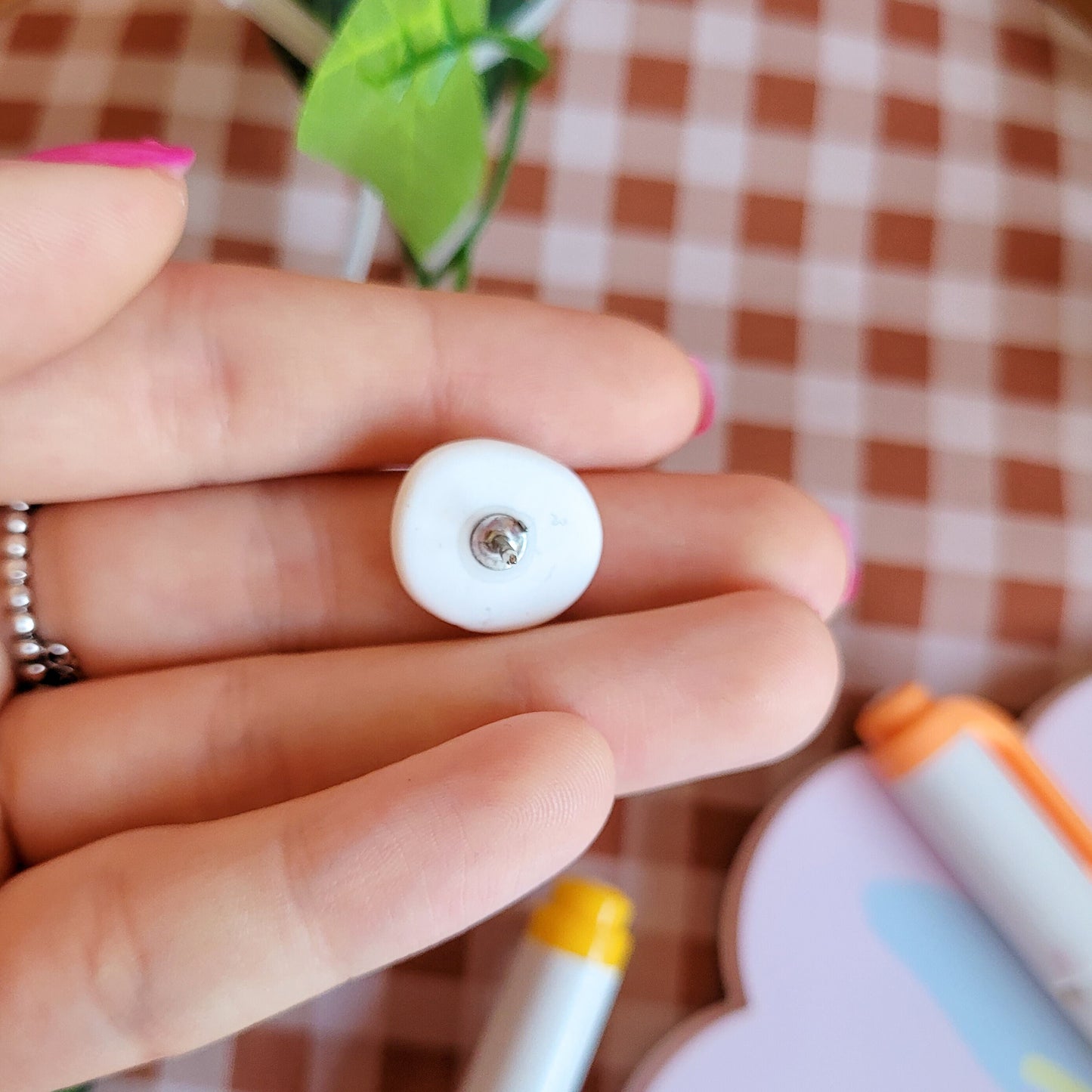 Cute and unique fried egg pin badge made out of polymer clay